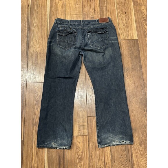 Ecko Unltd Y2K Faded Dark Wash Jeans Baggy 42x32 Faded Grunge Skater Whiskered - Picture 3 of 8